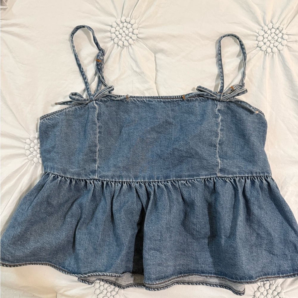 American Eagle Outfitters Blue Denim Tank Top